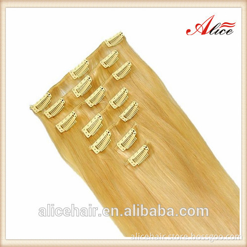 Cheap grade 7a double drawn full head clip hair extension 100% human hair